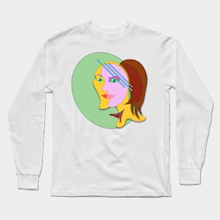 Behind the mask, cubism art style. Design. Long Sleeve T-Shirt